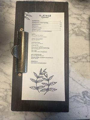 Drink menu