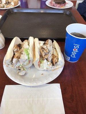 "Small" Grilled chicken greek sub- napkin for scale!