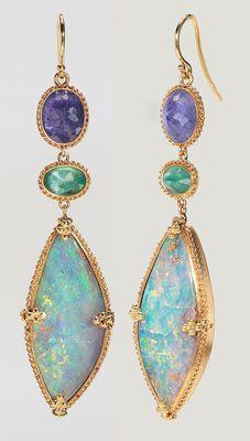 Gold Opal Earrings. Amali Jewelry