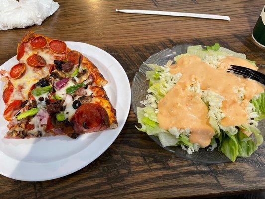 Pizza and salad= perfect combo