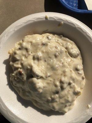 Sausage gravy biscuit. Medium.