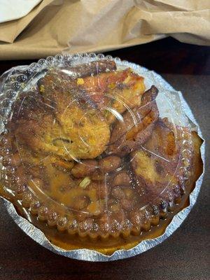 Baked chicken with rice & beans + maduros for $8. Delicious and affordable. I'll be back.