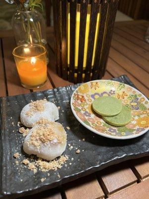 Apple daifuku and matcha cookies