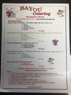 Cajun breakfast menu