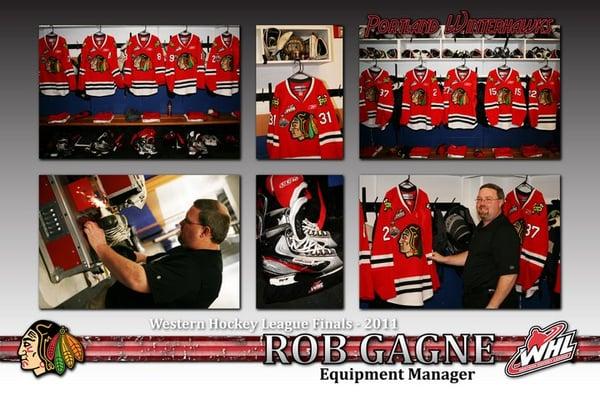 Owner Rob Gagne a former 21 year pro equipment manager at all levels of hockey .From Major juniors to the NHL