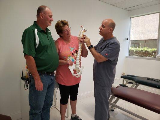 Patients learning the importantce to a healthy spine