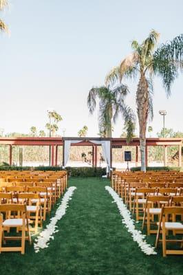 Ceremony seating area set up by Party Plus Rentals (Altar was already there)