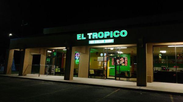 Storefront at night