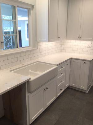 Cambria Quartz with subway tile backsplash