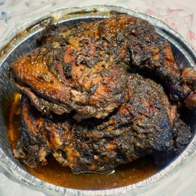 Jerk Chicken: $3 per piece. Well-marinated, moist, meat falls off the bone. But over-salted with a spicy heat that lingers in the palate.