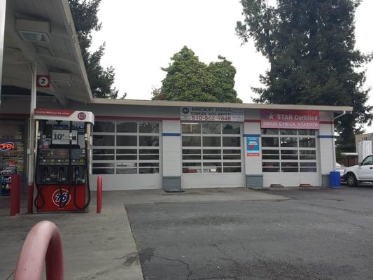 Garage area of gas station.