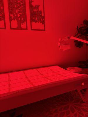 What the red light therapy room looks like.