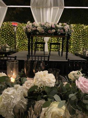 Sweetheart table on a riser