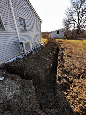 Trenching and conduit install for network cables