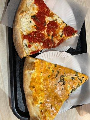 Vodka Sauce Slice, Margherita with Fresh Mozzarella Slice