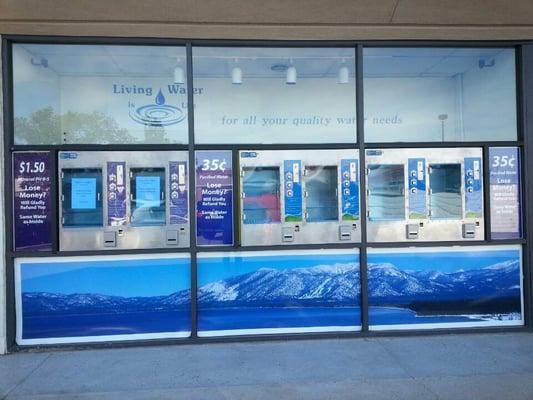 outside water vending machines for both purified & mineralized ph+ water