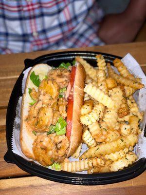 Shrimp Po-Boy and Fries