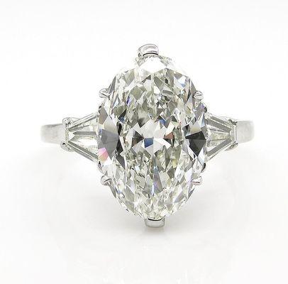 GIA 3.48ct Estate Vintage Classic OVAL Cut Diamond Engagement Three Stone Platinum Ring