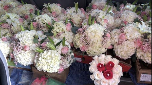 Center pieces and bridal boquet