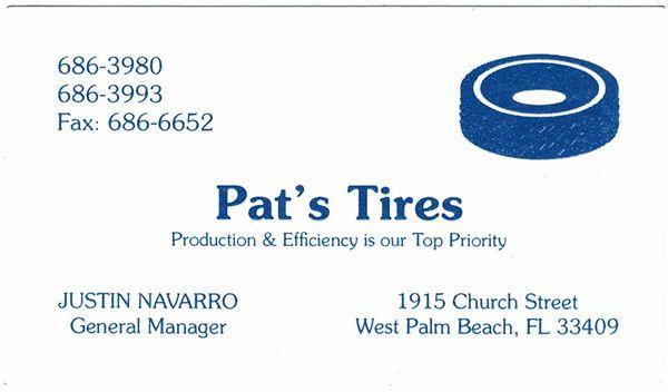 Go to Pat's Tires: 1915 Church St. WPB 33409 [561-686-3950]