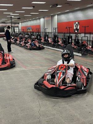 Julie A just  pulling out onto the track.  These Go Karts can really go!!!!