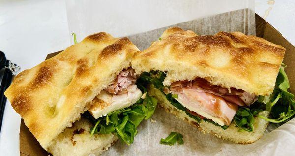 Prosciutto di Parma Arugula, Tomato, Mozzarella panini - very fresh!