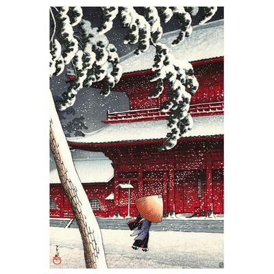 Zozoji Temple in Snow by Hasui Kawase