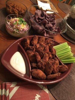 Cute football plastic serving dish with football napkins from @Dollar Tree!