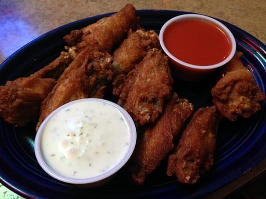 Not great wings, won't order them again, bad skin,Had to "double dip" bc they don't coat the buffalo wings!