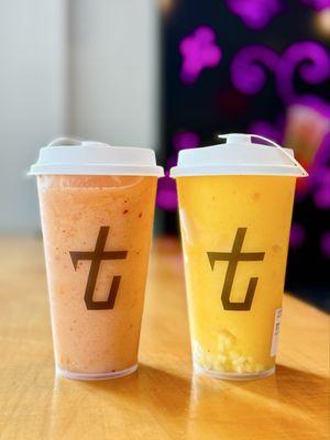 Left to Right: Mango Strawberry & Banana Smoothie & Mango & Orange Smoothie