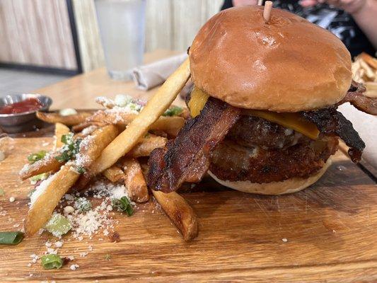 Outlaw burger and Truffle Fries a la Carte