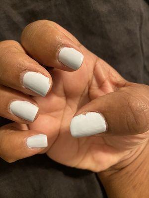 Gel polish chipped within a day.