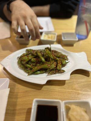 Spicy Garlic Edamame