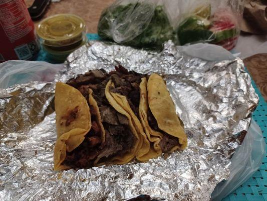 $2.50 each. Pastor. Lengua. Cabeza. Asada