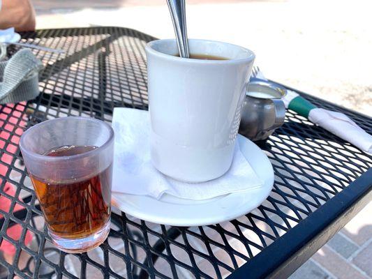 Coffee with agave for a sweetener