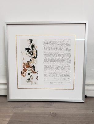 A modern silver frame is an exquisite accent for this wedding certificate!