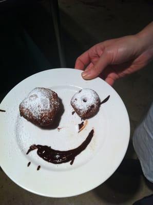 beignets and chocolate gnache