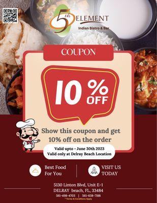 Present this Coupon and get 10% off on the order