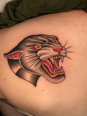 American trad panther tattoo