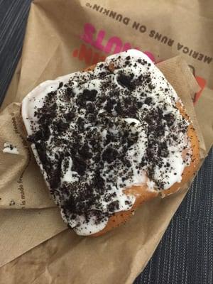 This is their newest donut flavor! Oreos meets donut.