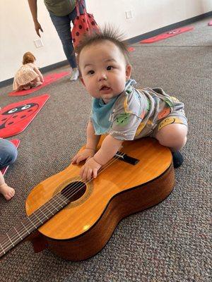 Playing with the guitar after class