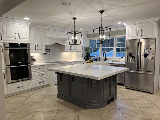 Kitchen cabinetry refinished in White Dove. Professionally sprayed using the best industry grade finishes.