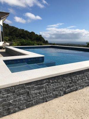 raised residential backyard pool