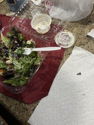 Screw discovered on my chicken salad. (That is a piece of mozzarella cheese on the napkin)