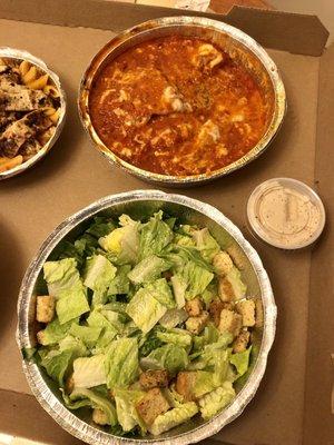 Homemade Lasagna and Caesar Salad