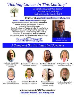 I am a featured speaker for the online global summit, "Healing Cancer In This Century." Register Now! http://bit.ly/2r2KCss