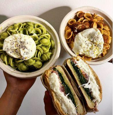 Pesto Pasta, Bh-olognese and Prosciutto Panini