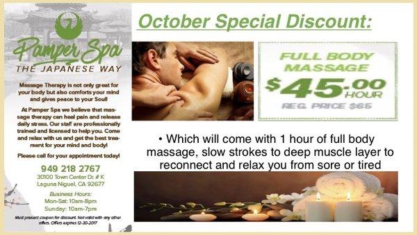 October special discount! Welcome everyone to come and enjoy your time with us!