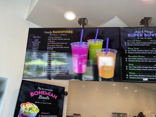 Smoothie menu