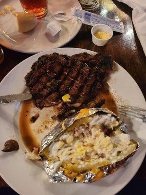 Ribeye steak & loaded potato